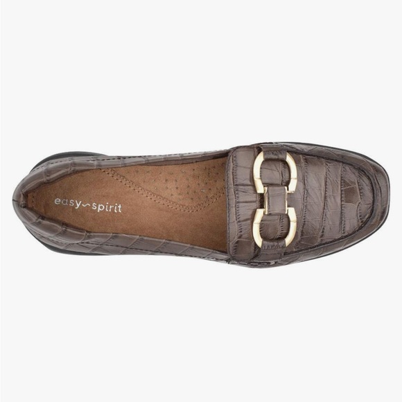 Easy Spirit Avienta Brown Croc Leather Brass Horsebit Loafers Shoes Size 10M - Picture 13 of 13